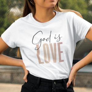 Majica "God is love", bela, kratki rokavi, ženska