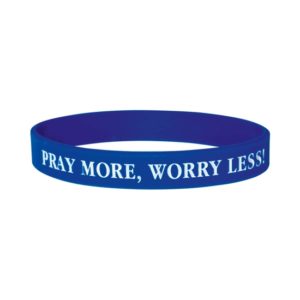 Zapestnica "Pray more, worry less" silikonska modra
